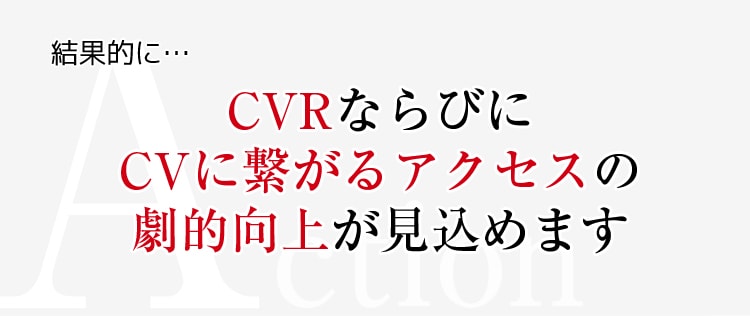 Action CVRならびにCVに繋がるアクセスの劇的向上が見込めます